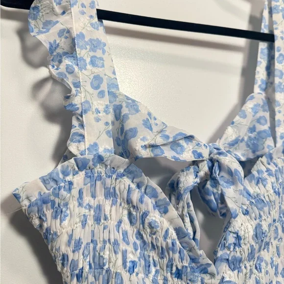 Floral Blue Mini Dress - Picture 4 of 11